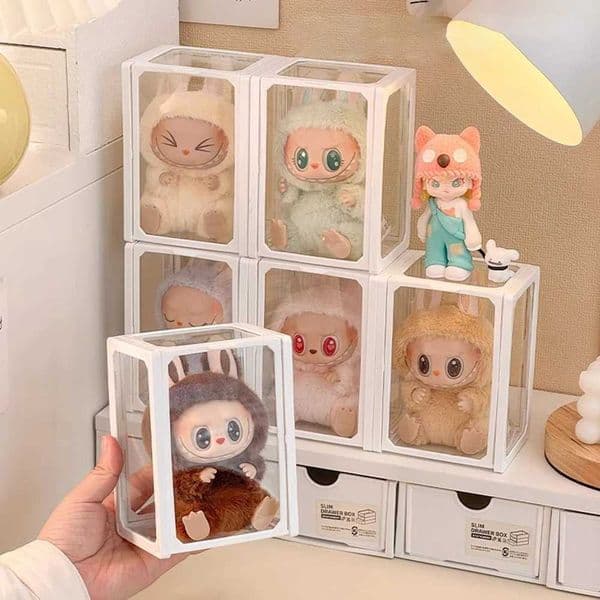 6pcs Display Box Glass Doll Storage Box Cotton Doll Blind Box Handmade Transparent Baby Cabinet T260512