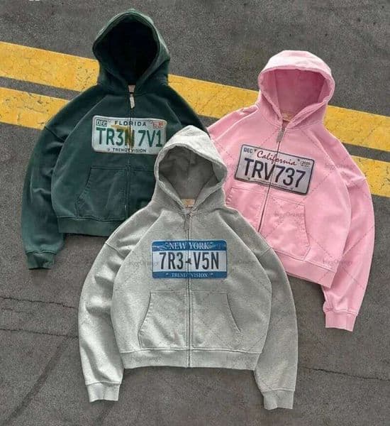 Y2K Retro Zip Up Hoodie Hip-Hop Printed Letter Casual Streetwear For Men And Women Gothic Harajuku Fashion Oversized Sweatshirts 26L0513