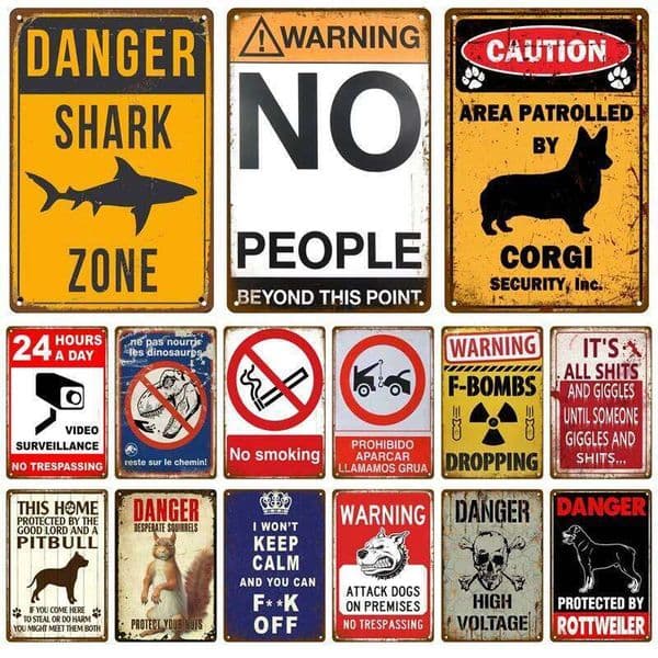 Decorative Plate Kitchen Plaque Metal Vintage Decor Accessories Danger Retro Tin Sign Warning Wall Poster 26L0513