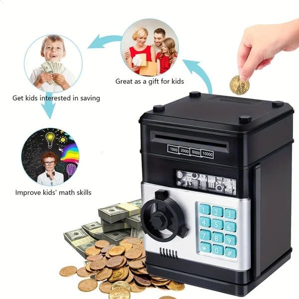 Luxury Designer Decor Electronic Piggy Automatic Mini Safe Coins Cash Saving Money Box Password Counter room Code Key Lock Coin Bank ATM Chi 3 thumbnail 2