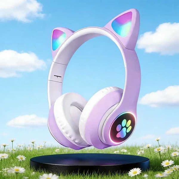 Cute Cat Wireless Headphones RGB Cute Cat Ears Headset With Microphone Noise Cancelling Kid Stereo Music Childrens Gifts S2605098SWW