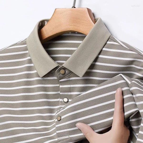 Men's T Shirts 2026 Striped Cotton Business Casual Short Sleeved POLO Shirt Fashion Comfortable And Breathable Top