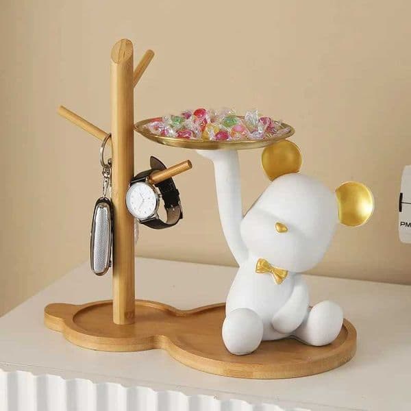 Bear Tray Sculpture Bear Figurines Porch Key Storage Candy Snacks Container Resin Desktop Ornament Living Room Home Decor Gifts T260512