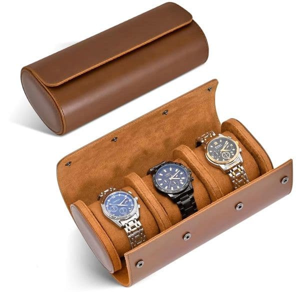Watch Roll Travel Case-1/2/3 Slot Watch Storage and Organizer-Secure Storage with Innovative Removable Pillows Solid Dividers 260509