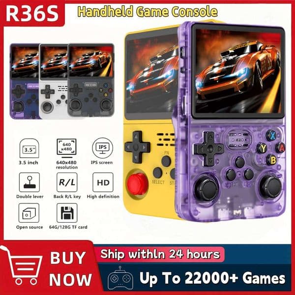 Retro R36S Handheld Video Game Console 3.5 Inch I Screen Portable Pocket Player with 128GB Preloaded Games Linux System J260513