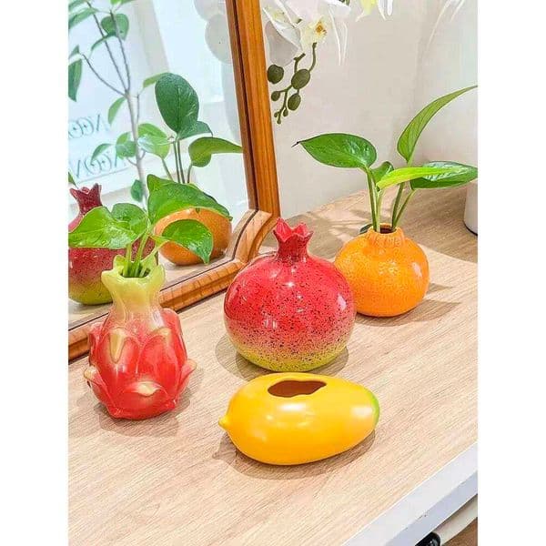 Creative Series Dragon Fruit Orange Mango Ceramic Vase Living Room Hydroponic Flower Arrangement Desktop Decoration 26Y0513