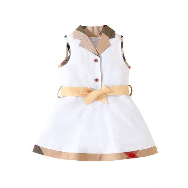 Designer 2026 Baby Girls baby Plaid Cotton Newborn Sleeveless Vest Dress With Bowknot Turn-Down Collar Infant Princess Dresses Toddler Baby Skirts