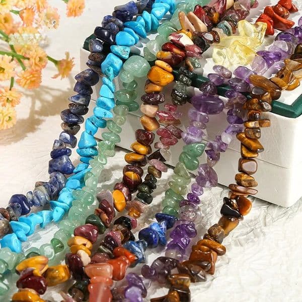 5-8Mm Natutal Stone Irregular Quartz Amethyst Gravel Beads Freeform Chip Tiger Eye For Jewelry Making Diy Bracelet Necklace 15"