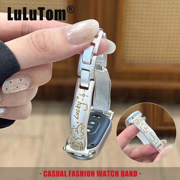 Fashion Cute Lucky Cat Kitty Metal Bracelet Strap For Mi B0 9 8 Pro Miband 8Pro 9 Pro Replace Wristband Watch BandJ260514