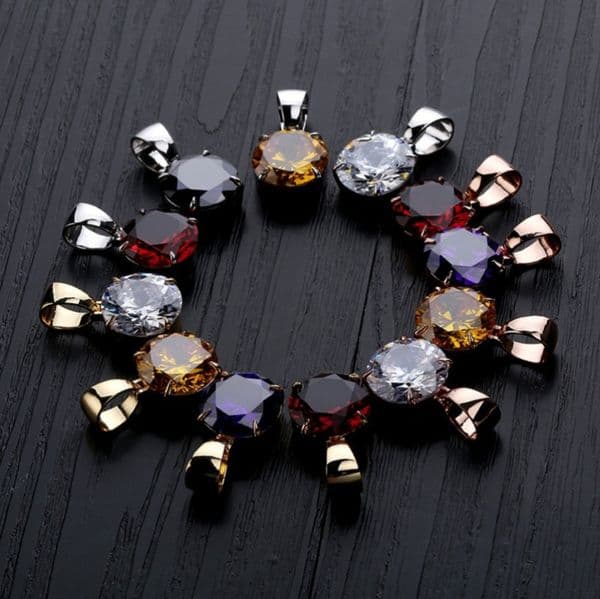 Single Large Zircon Pendant Necklace Fashion Womens Mens Hip Hop Jewelry Gold Silver Hiphop Necklaces