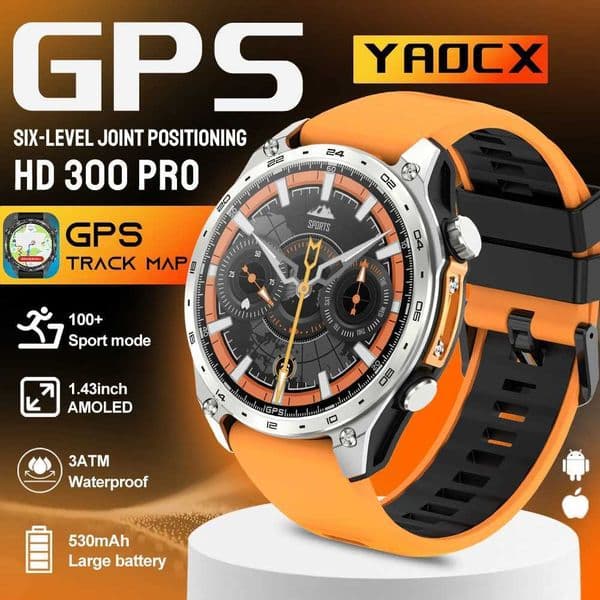 2026 New Men Smart Watch with Built in GPS Maps BT Call 100 Sport Modes 3ATM Waterproof MP3 MP4 Playback Altitude CpassJ260514