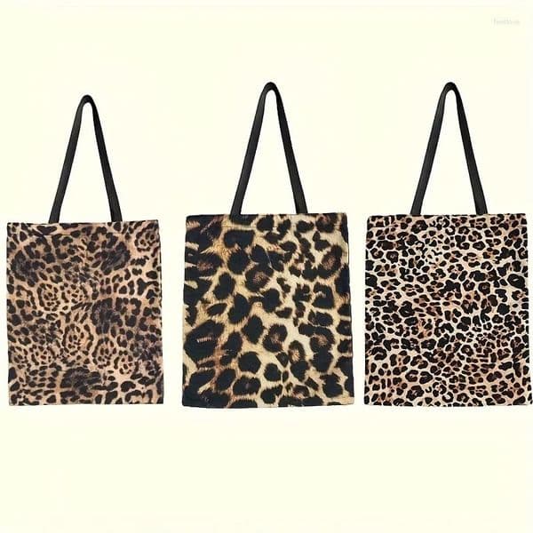 Shopping Bags Chic A Leopard Print Tote Bag Lightweight And Spacious Women'S Shoulder Multifunctional For Gifts Handbag
