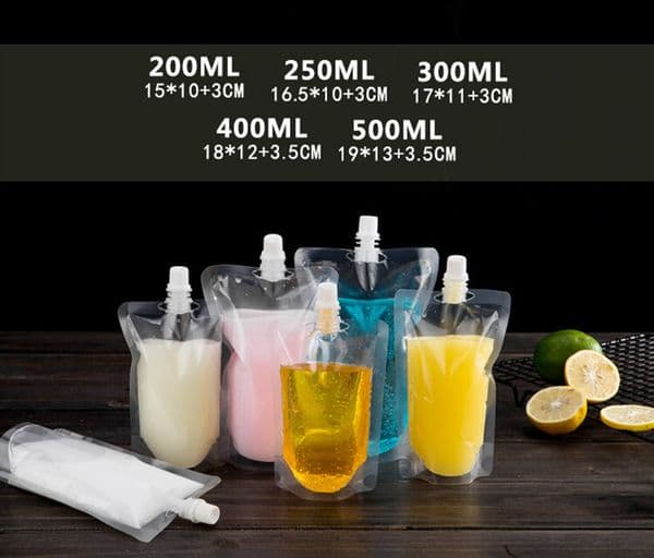 wholesale 17OZ 500ML Stand-up Plastic Drink Packaging Bag Spout Pouch for Beverage Liquid Juice Milk Coffee 200-500ml