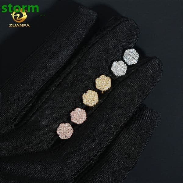 Fine Jewelry 925 Sterling Silver Iced Out Jewelry Diamond Stud VVS Moissanite Earrings