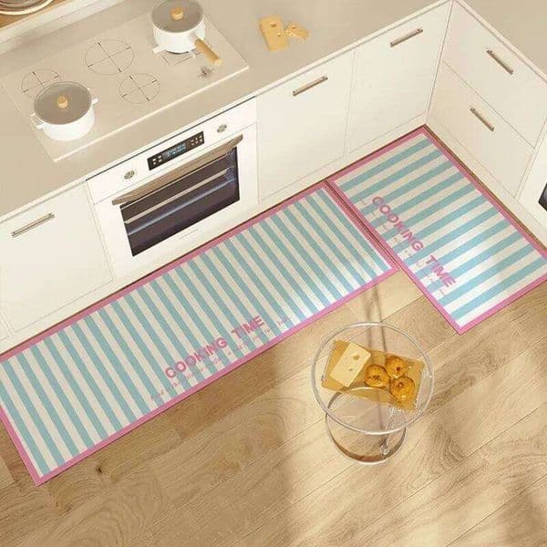 VIKAMA 1/2pcs Cute Plaid Kitchen Mat Absorbent Non-Slip Oil-Resistant Long Strip Easy To Clean Bathroom Rug Home Decor W260514