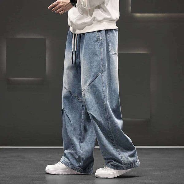 Men's Wide Leg Jeans Loose Casual Oversized Trousers Spring Fashion Streetwear Outdoor Neutral Style Washed Effect J260514