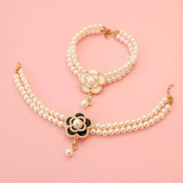 Wholesale Dog Cat Pearl Necklace Jewelry Diamond Pendant Adjustable Luxury Pet Collar Wedding Birthday Prom Costume Accessories J260514