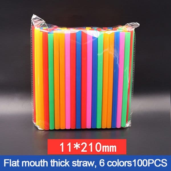 100pcs 210x11mm Cocktail Milkshake Straws Plastic Bubble Tea Drinking Tubes 260512