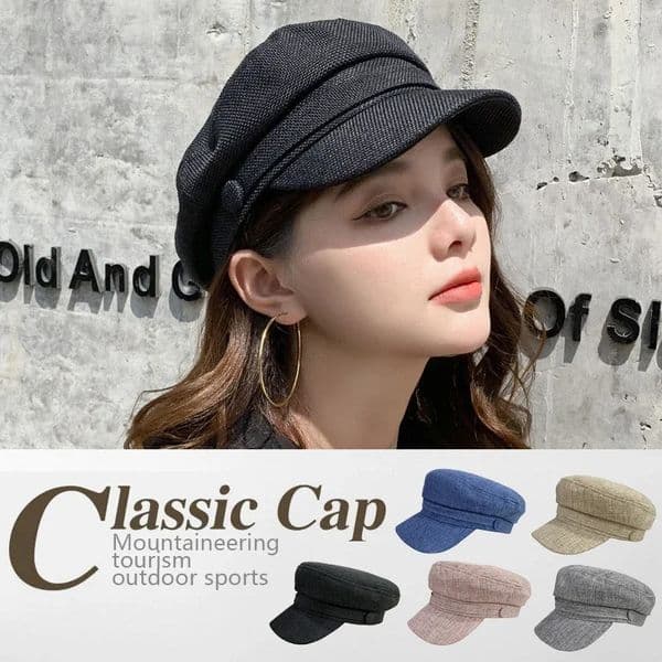 Fashion Solid Visor Military Hat spring and Autumn Linen Breathable Beret Cap For Women Retro England Style Flat Cap 260513