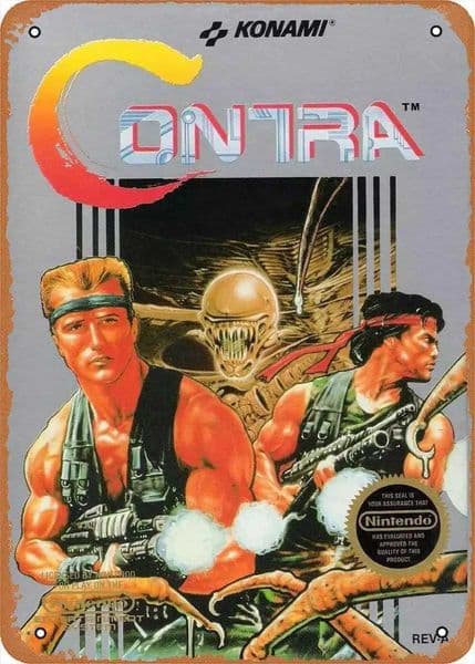Classic animation film and television Digital Art Poster Metal Contra NES Box Art Video Games Game Role Wall Art Decor Tin Sign- C260514