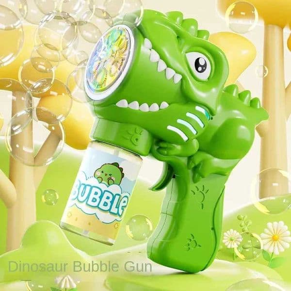 6-hole Dinosaur Bubble Machine Fully Automatic Bubble Gun Electric Bubble Gun with Light Automatic Soap Blower Outdoor Game Toy L2605146AC1