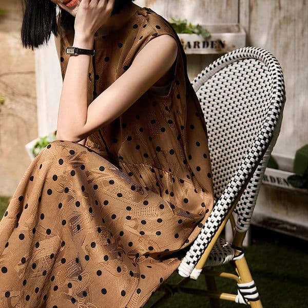 Silk polka dot tank high-end sleeveless dress, loose-fitting Hangzhou silk women's clothing, Summer 2026