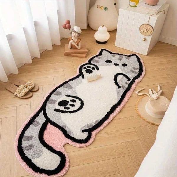 VIKAMA Cartoon Cat Bedroom Bedside Carpet Soft And Comfortable Plush Floor Mat Living Room Home Decoration Carpet Z260514