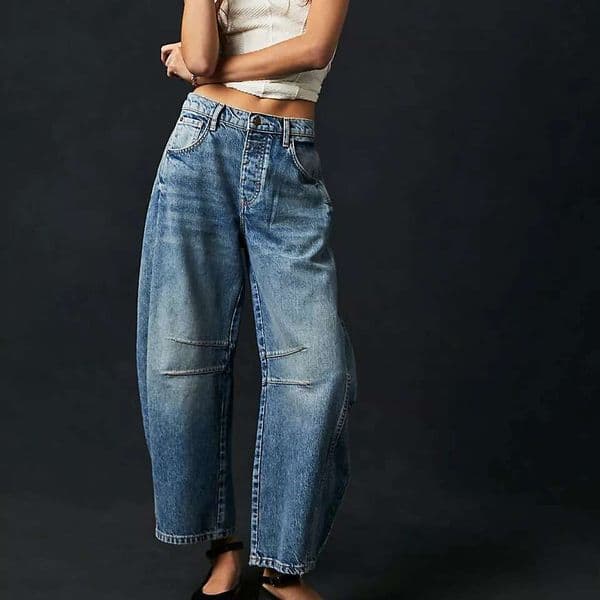 Niche Draped Jeans for Women, Summer New Loose Straight Washed Wide-Leg Pants