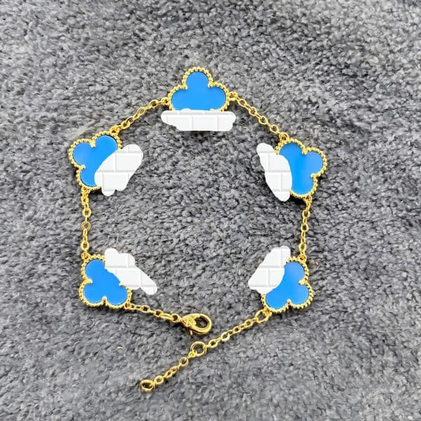 Vanly Cleeffs Bracelet silver jewelry Four-leaf clover 15 five-flower bracelet for women thickened white mother-of-pearl product