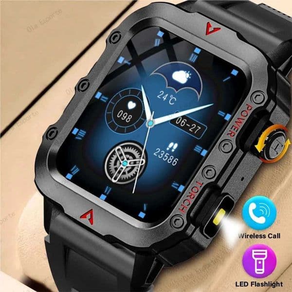 2025 Smartwatch Military Outdoor Sports Watches For Man Wan LED Flashlight Health Monitoring 173 inch Watches NewJ260514