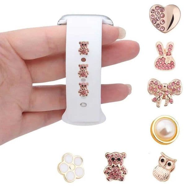Silicone Strap Decorative Ring Nails For Watch Band Chs Metal Creativity Cute Bow Bear Accessories For iwatchJ260514