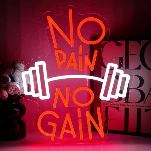 No Pain No Gain Neon Sign Motivational Gym Wall Art LED Light for Home Fitness Room Decoration Gift for Men Women Workout X260514