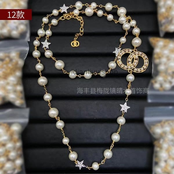 Designer Jewelry channels necklace double C letter sweater necklace for women long pearl necklace double-layer heart choker high-quality accessory cc necklace BIVH