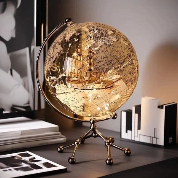 y Modern Globe Ornament With Sailboat Accent Elegant Metal Sculpture For Living Room TV Stand Wine Cabinet Office Desk 260512