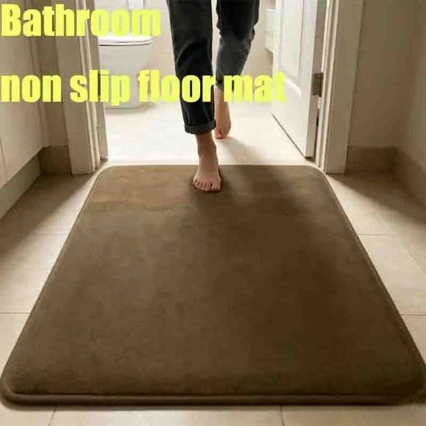 Quick-Dry Solid Color Home Bathroom Absorbent Floor Mat Super Absorbent Bath Mat Super Anti Slip Coral Velvet Bathroom Floor MatJ260514