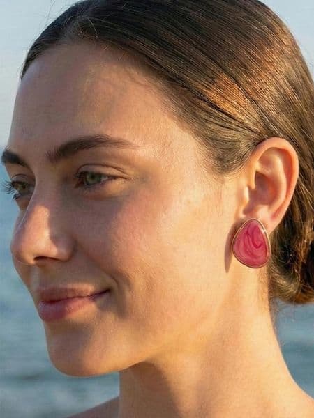 Stud Earrings Colorful Enamel Irregular Geometric Teardrop Stainless Steel Jewelry For Women