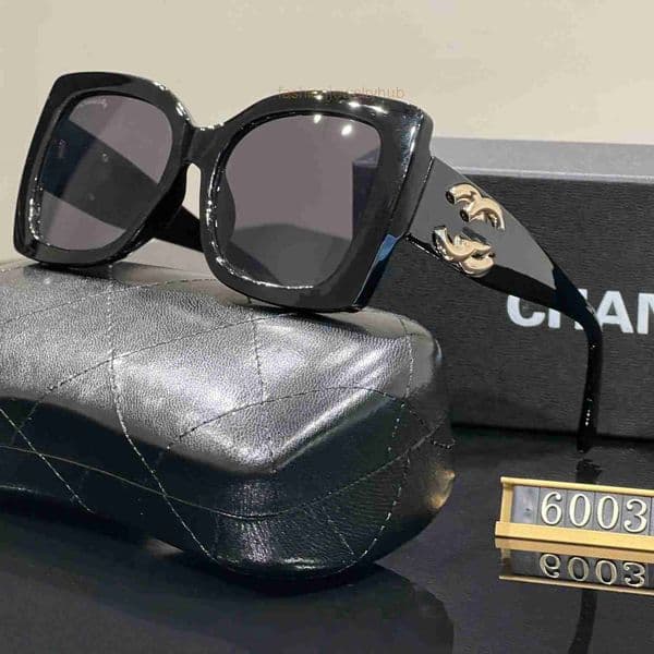 Channels CC Sunglasses Square Frame Wide Leg Double Circle Fashion Sunglasses UV Protection Cat Eye Sunglasses 6003