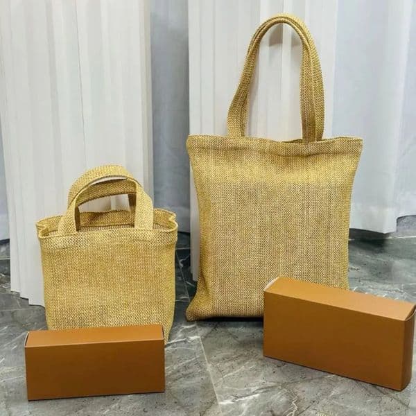 Luxury Designer Decor Designer Women Lady Straw Shoulder Shopping Beach With Handle Knitted Giveaway Bag room Storage Case VIP Gift Box Deco 11