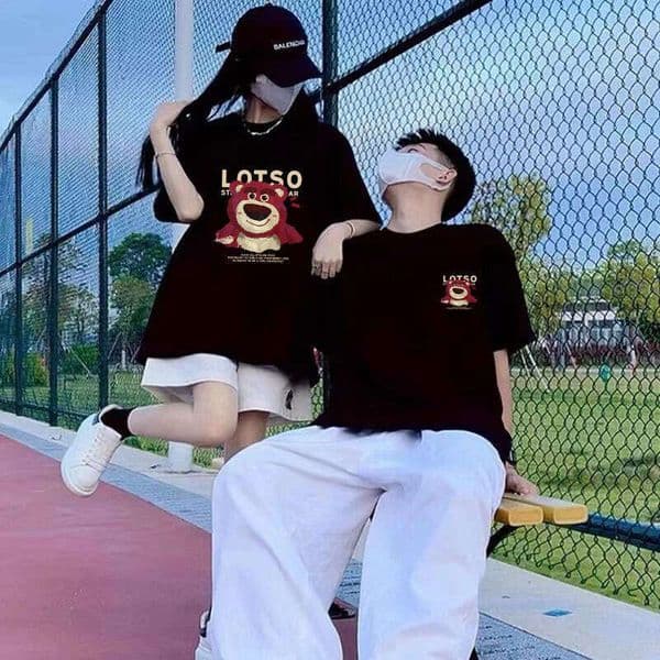 Couple Outfits Trendy Boutique Short-Sleeve For Men And Women Plus Size Couple's Vintage Sweet And Spicy Style Ins-Style Pure Cotton T-Shirt