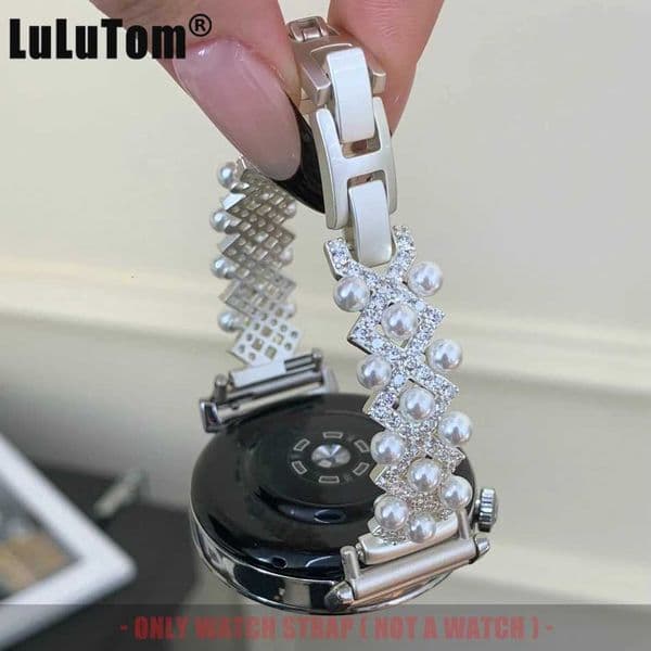 Pearl Zircon Metal Watch Band for Galaxy Watch 8 tra 2 7 6 5 4 Classic GT 5 4 3 Pro 41mm 46mm Strap 18/20/22mmJ260514