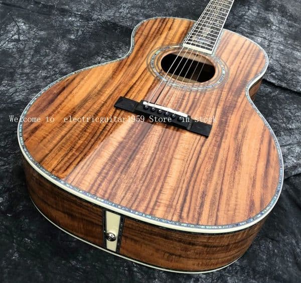 All Solid KOA Wood 39 Inch OOO Type Acoustic Guitar Abalone Ebony Fingerboard #N4253698