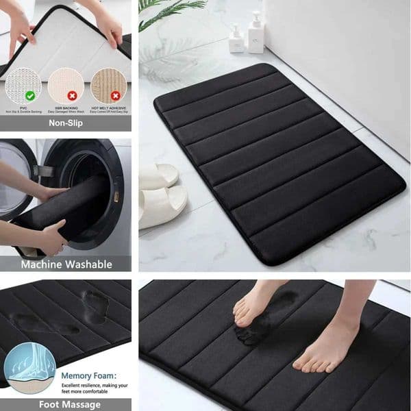 Memory Foam Bath Mat Super Absorbent Non-Slip Bathroom Rug for Shower TubJ260514