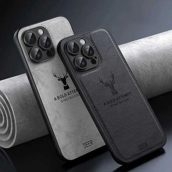 Luxury Cloth Leather Deer Head Pattern Case for iphone 15 14 13 12 11 16 Pro X XR XS Max 7 8 Plus Shockproof Back Shell Cover Z260514