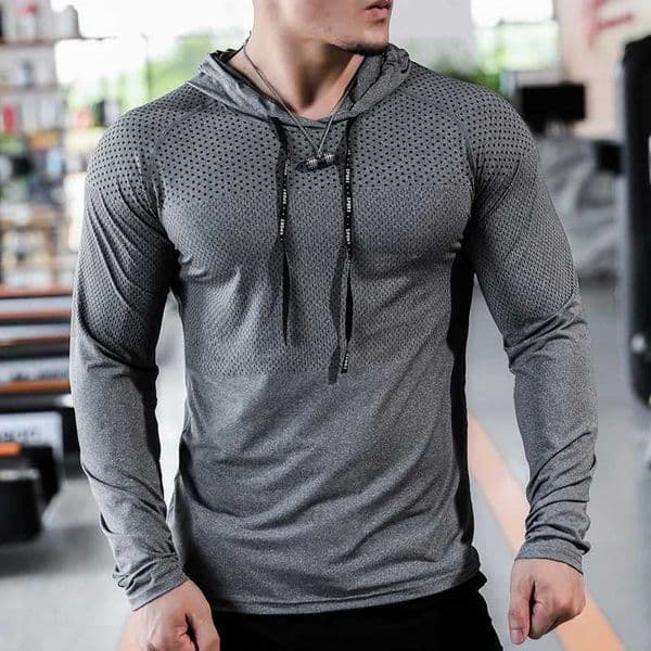 Mens Sport T-shirts Hoodie Running Shirts Tops Long Slve Workout Male Tops T Sportwear Training Sweatshirt Men L260514L5RU