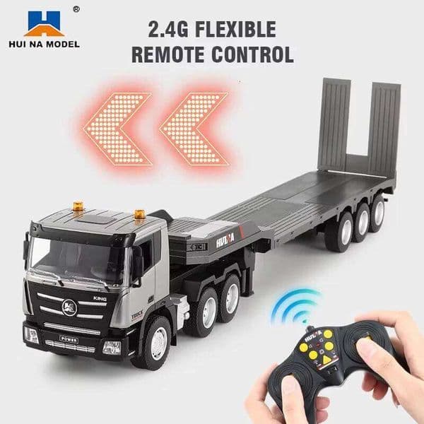 Huina RC Flat Truck Model 9CH 1:24 Alloy Engineer Vehicle 2.4G Remote Control Car Radio Controlled Trailer Toys for Boy Gifts 26Y0514
