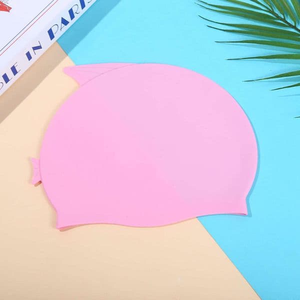 Special-shaped silicone waterproof children's cap, enlarged, non-slip, does not strangle the head, wholesale from swimming pool and hot spring cap manufacturer
