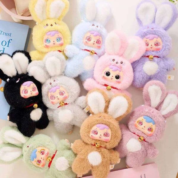 Lucky Rabbit Treasure Paradise Doll Blind Box, 1 of 9 Possible Mystery Collection Toys Cute Soft Animal Charms Best Gift 26L0514