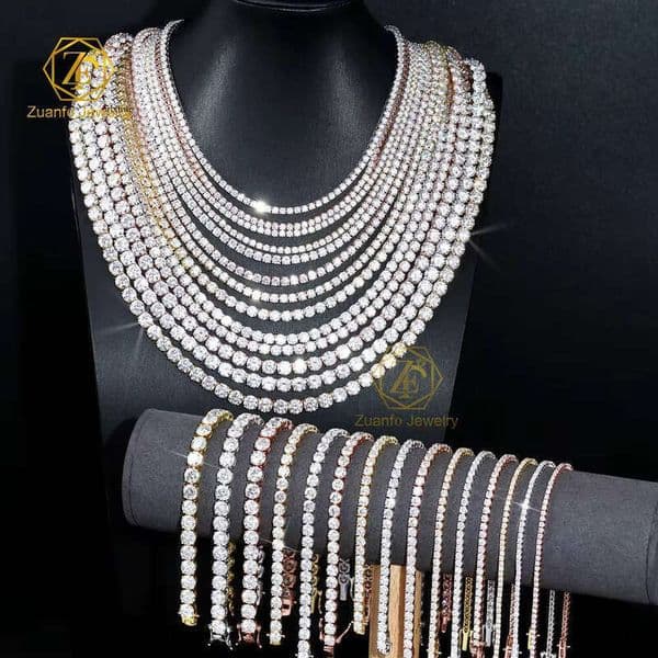 Pure Sier Women's Hip-Hop Necklace 2mm-6.5mm Silicon Stone Tennis Chain Gift with GRA Certificate