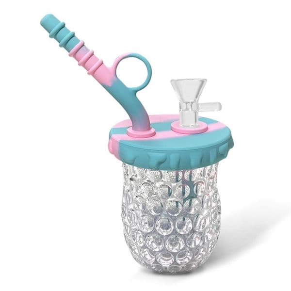6.6 Inchs Hookahs Mini Bong Coffee Cup Bubbler shine glass Bong Hand Pipes Oil With tobacco bowl Recycler Ashcatcher Bong