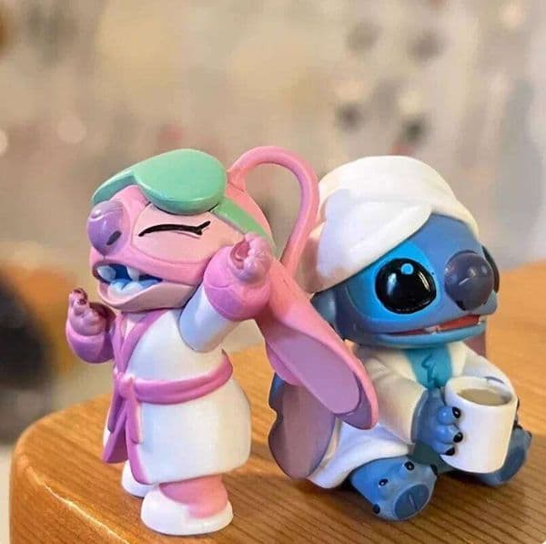 Stitch Nighttime Bath Relax Time Series Blind Box Kawaii Action Figure Room Decoration Toy Model Surprise Collectible Gi 26L0514